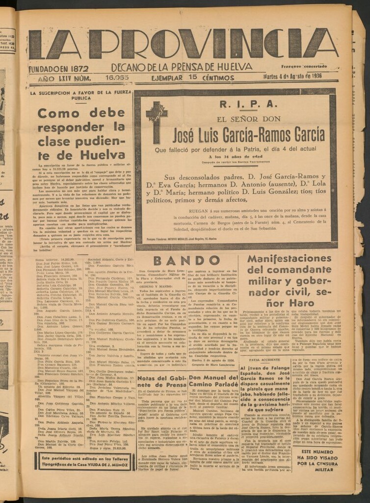 Miniatura de La Provincia : diario de la noche del 4 de agosto de 1936