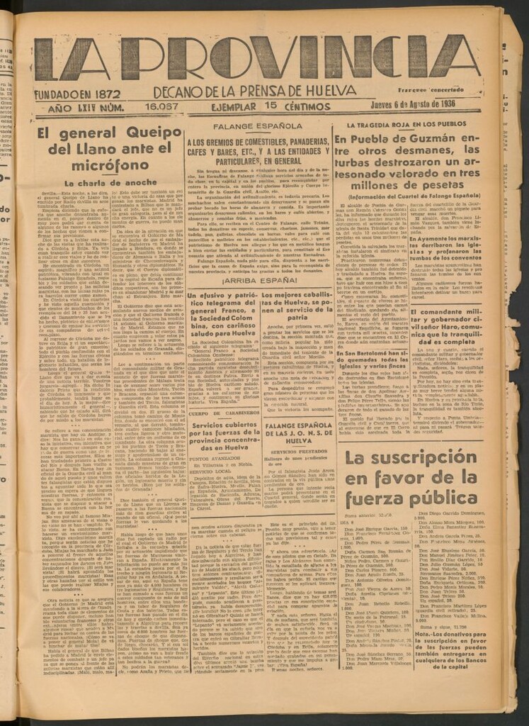 Miniatura de La Provincia : diario de la noche del 6 de agosto de 1936