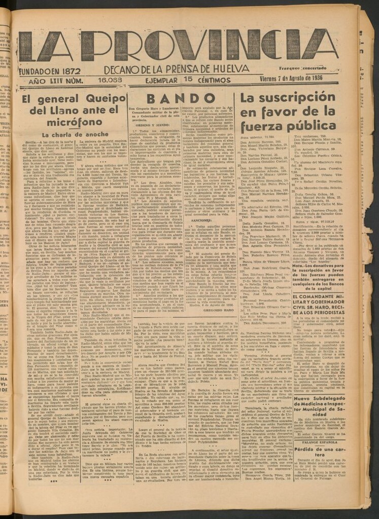 Miniatura de La Provincia : diario de la noche del 7 de agosto de 1936