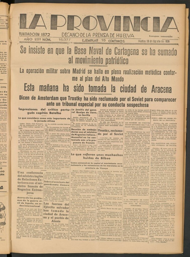 Miniatura de La Provincia : diario de la noche del 18 de agosto de 1936