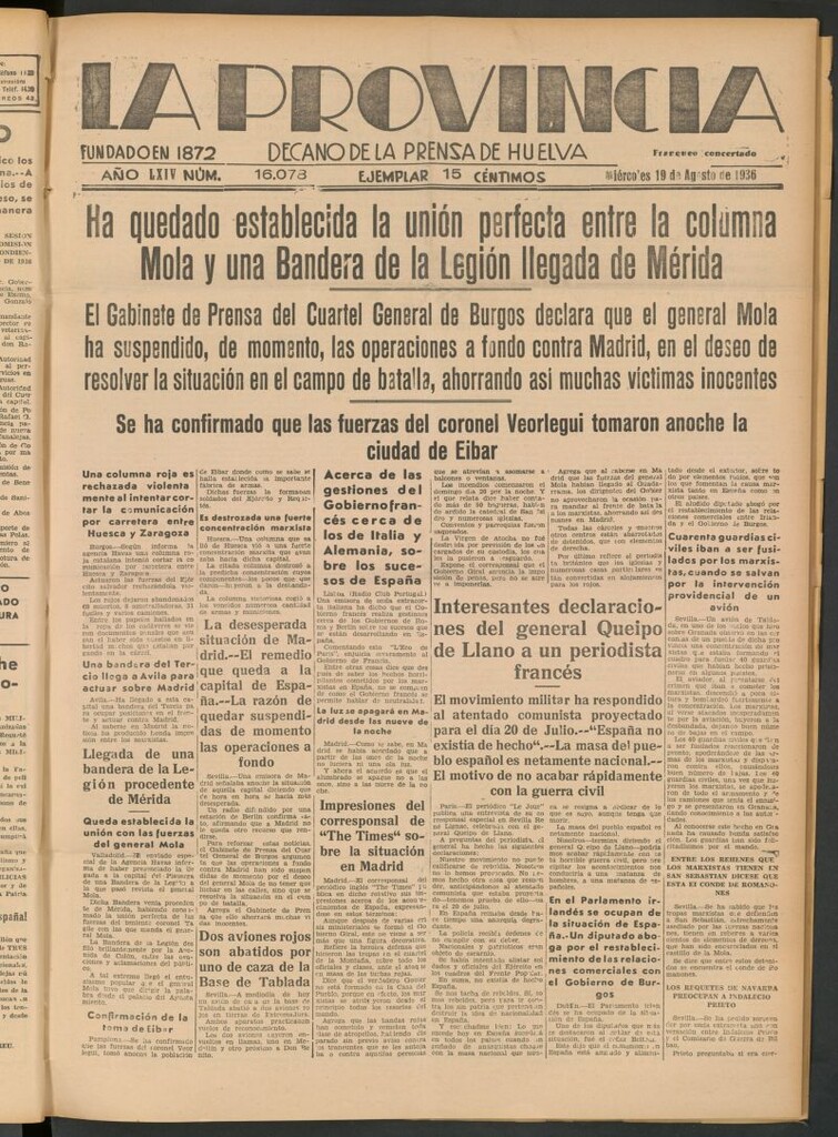 Miniatura de La Provincia : diario de la noche del 19 de agosto de 1936