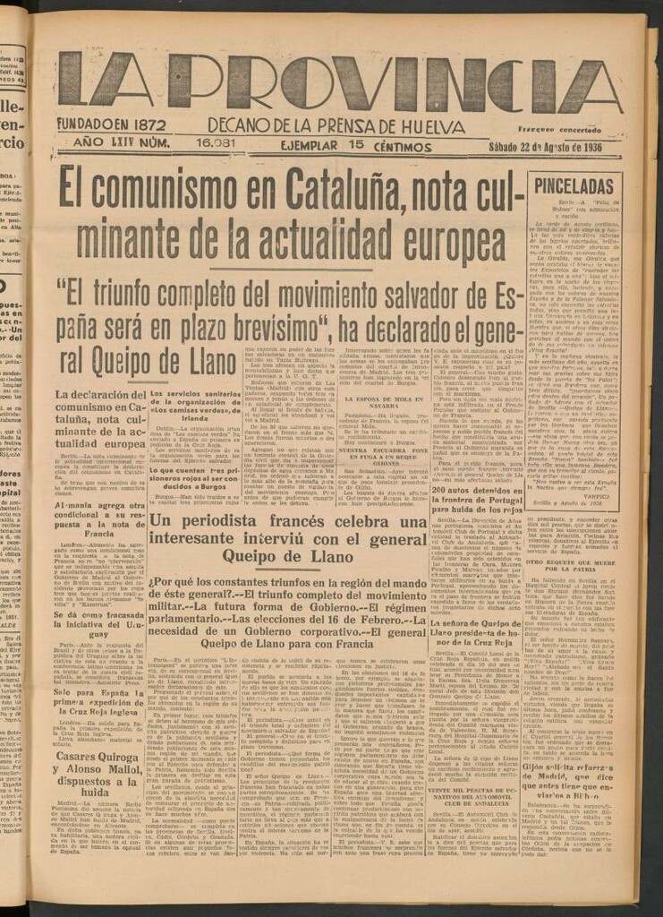 Miniatura de La Provincia : diario de la noche del 22 de agosto de 1936
