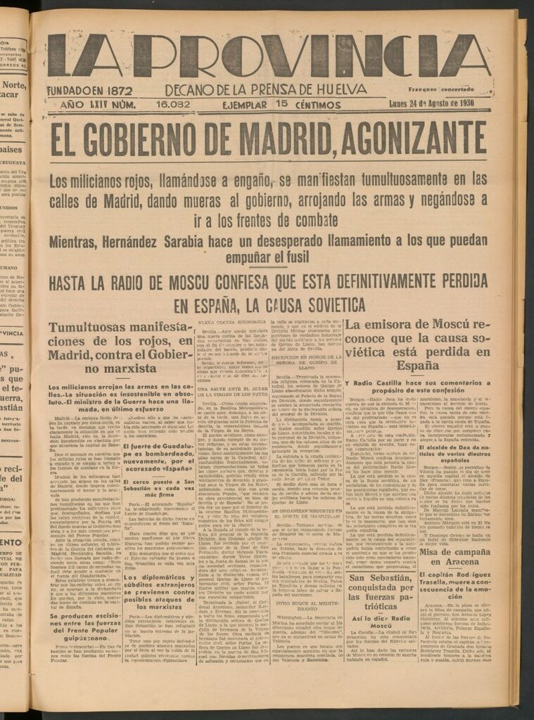 Miniatura de La Provincia : diario de la noche del 24 de agosto de 1936