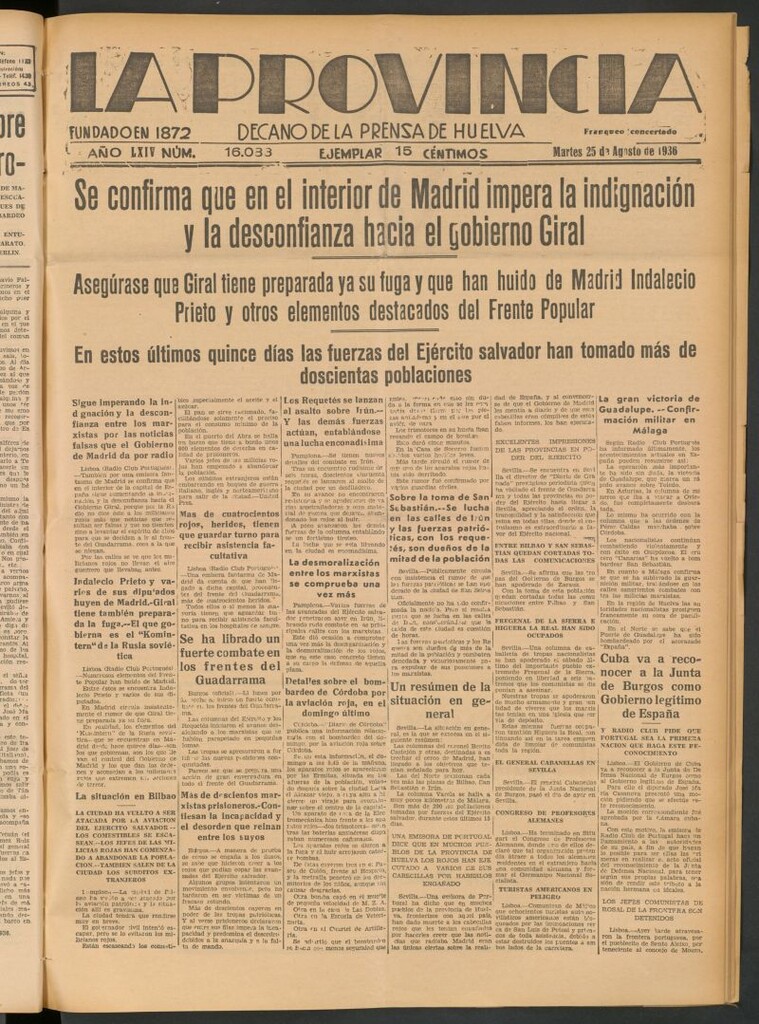 Miniatura de La Provincia : diario de la noche del 25 de agosto de 1936