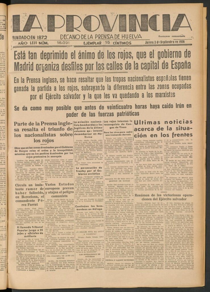 Miniatura de La Provincia : diario de la noche del 3 de septiembre de 1936