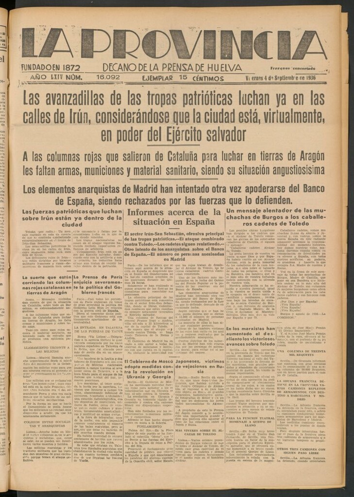 Miniatura de La Provincia : diario de la noche del 4 de septiembre de 1936