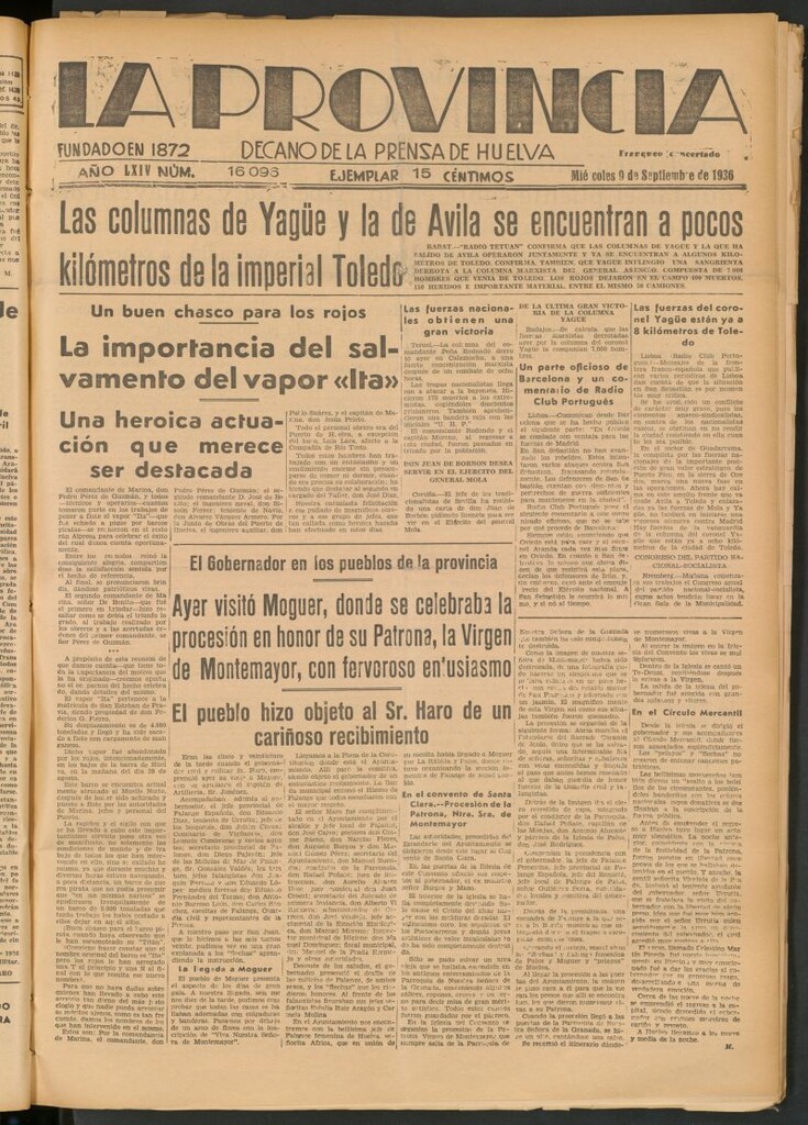 Miniatura de La Provincia : diario de la noche del 9 de septiembre de 1936