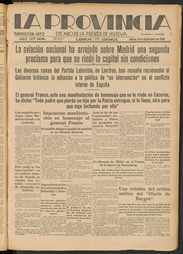 Miniatura de La Provincia : diario de la noche del 10 de septiembre de 1936