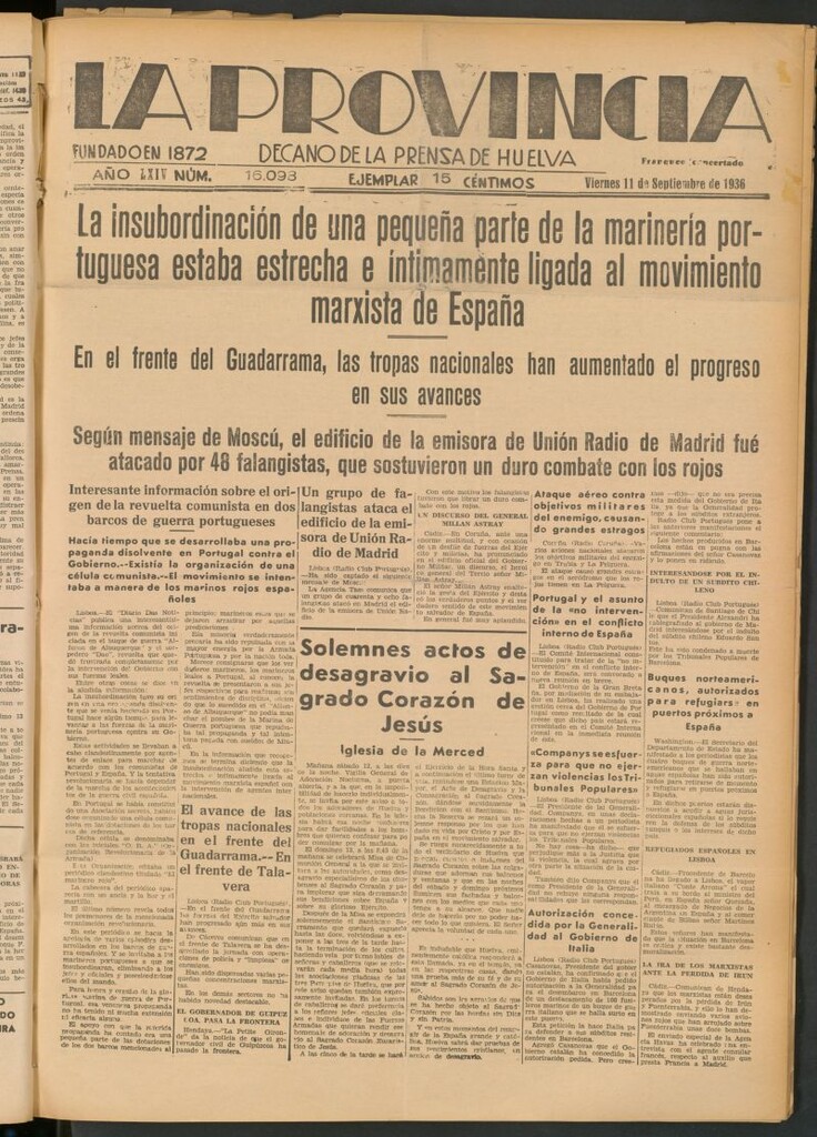 Miniatura de La Provincia : diario de la noche del 11 de septiembre de 1936