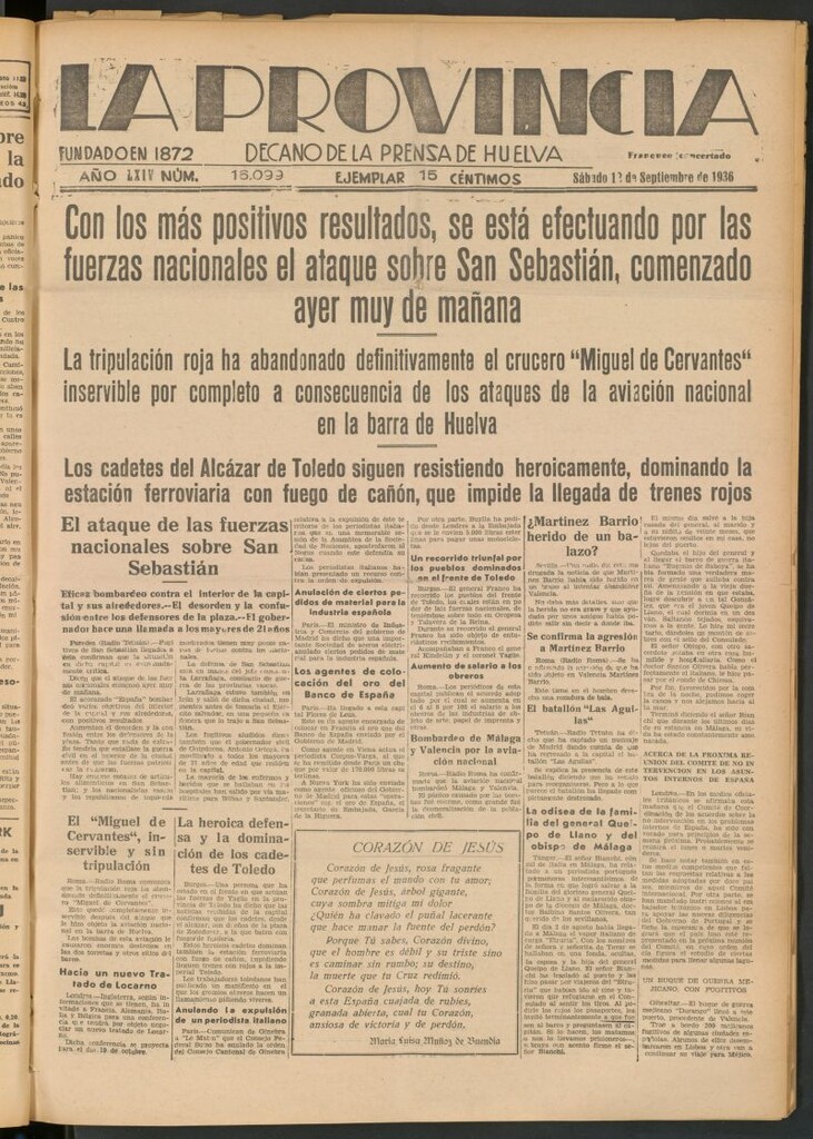 Miniatura de La Provincia : diario de la noche del 12 de septiembre de 1936