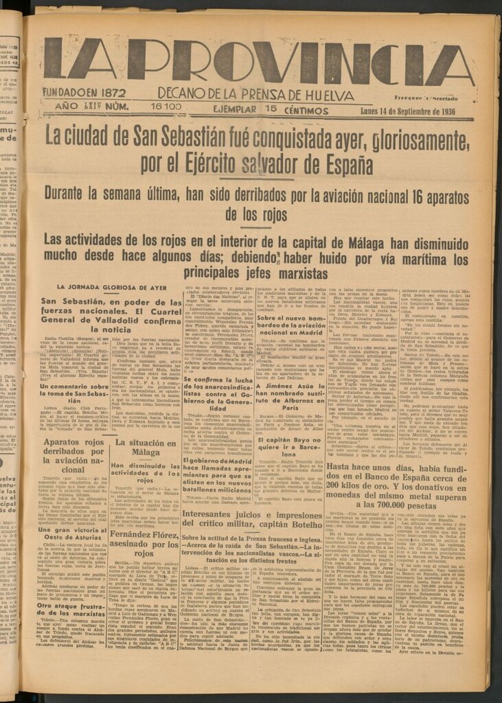 Miniatura de La Provincia : diario de la noche del 14 de septiembre de 1936