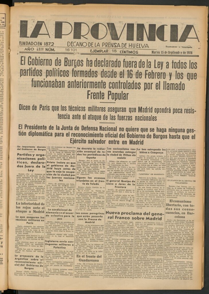 Miniatura de La Provincia : diario de la noche del 15 de septiembre de 1936