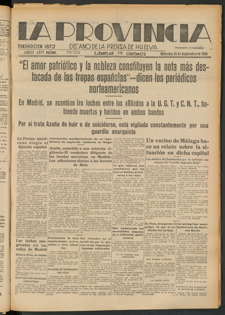 Miniatura de La Provincia : diario de la noche del 16 de septiembre de 1936