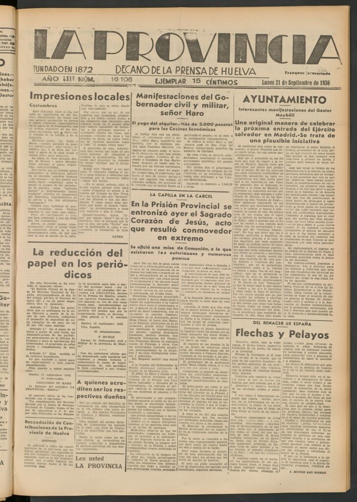 Miniatura de La Provincia : diario de la noche del 21 de septiembre de 1936
