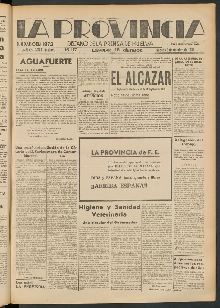 Miniatura de La Provincia : diario de la noche del 3 de octubre de 1936