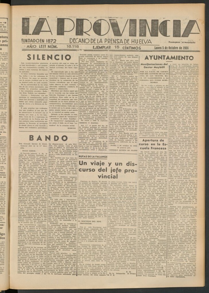 Miniatura de La Provincia : diario de la noche del 5 de octubre de 1936