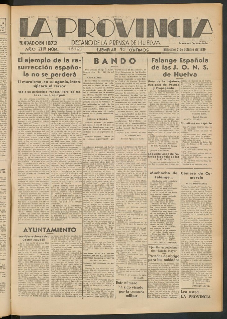 Miniatura de La Provincia : diario de la noche del 7 de octubre de 1936