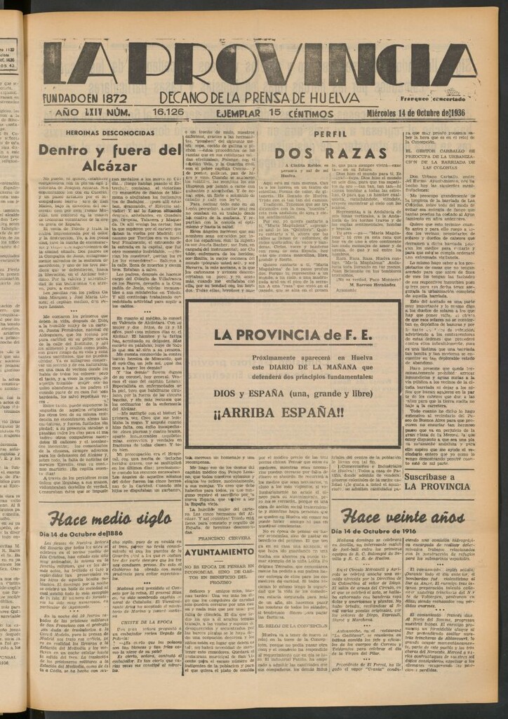 Miniatura de La Provincia : diario de la noche del 14 de octubre de 1936