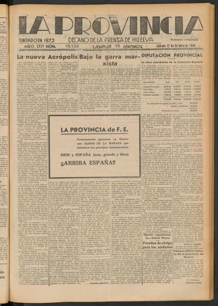 Miniatura de La Provincia : diario de la noche del 17 de octubre de 1936