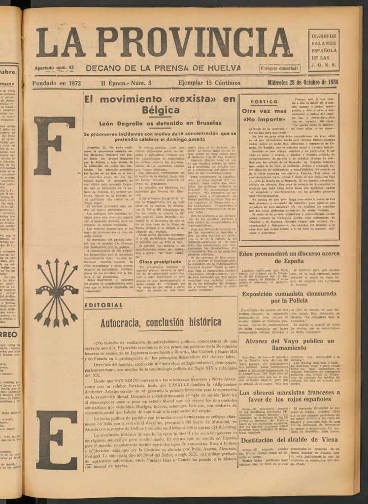 Miniatura de La Provincia : diario de la noche del 28 de octubre de 1936