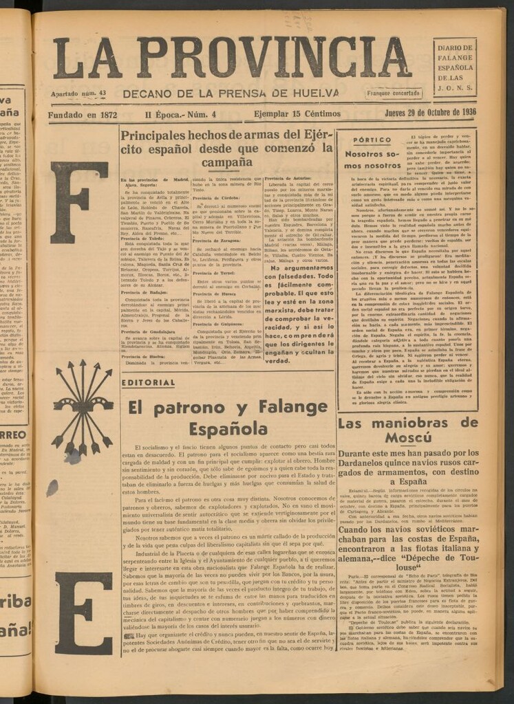 Miniatura de La Provincia : diario de la noche del 29 de octubre de 1936