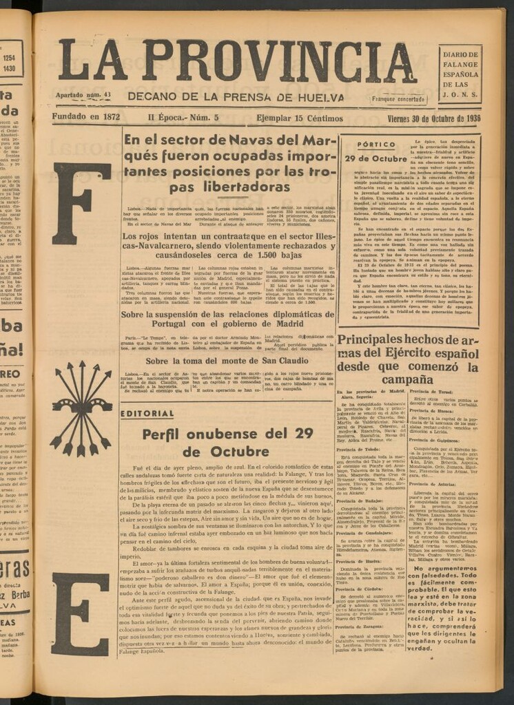 Miniatura de La Provincia : diario de la noche del 30 de octubre de 1936