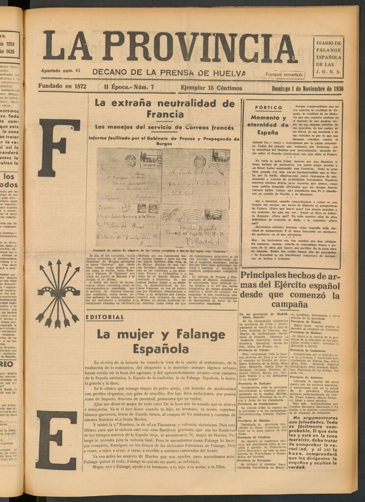 Miniatura de La Provincia : diario de la noche del 1 de noviembre de 1936