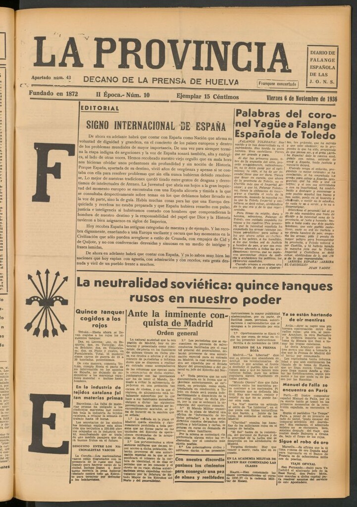 Miniatura de La Provincia : diario de la noche del 6 de noviembre de 1936