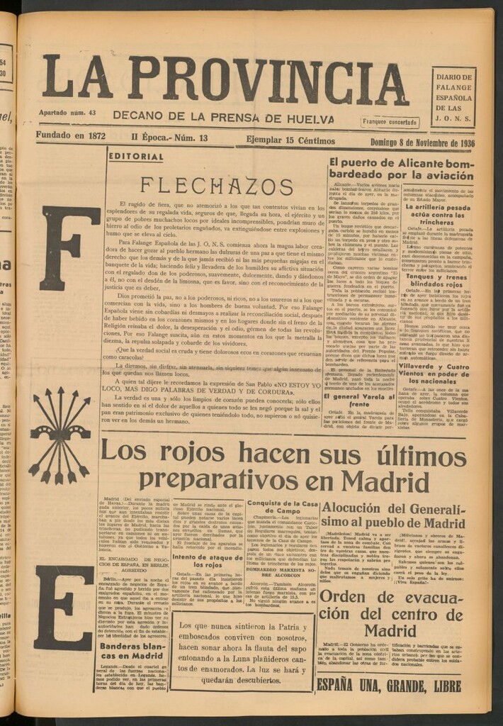 Miniatura de La Provincia : diario de la noche del 8 de noviembre de 1936