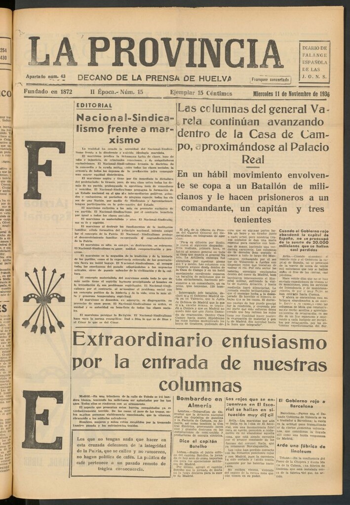 Miniatura de La Provincia : diario de la noche del 11 de noviembre de 1936