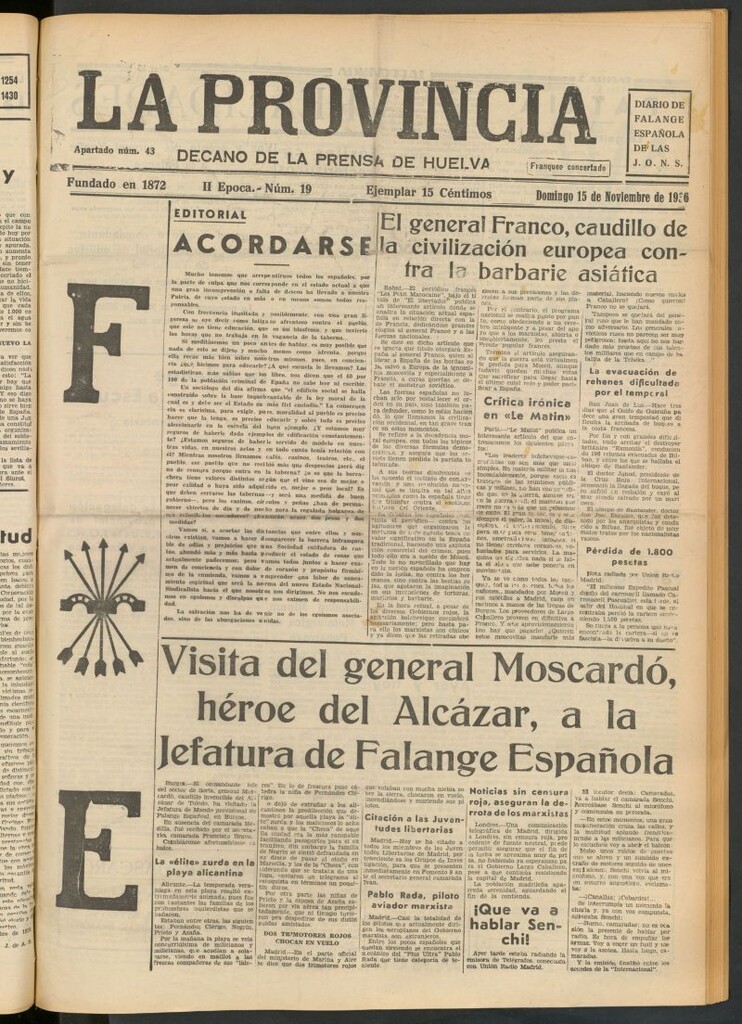 Miniatura de La Provincia : diario de la noche del 15 de noviembre de 1936