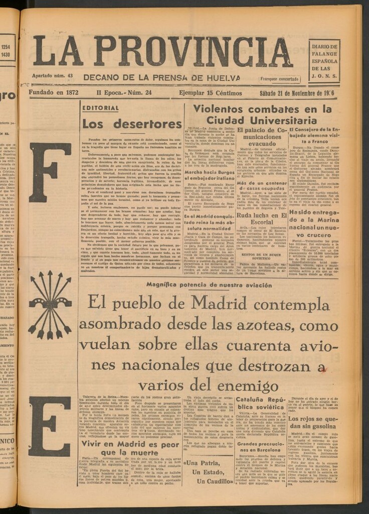 Miniatura de La Provincia : diario de la noche del 21 de noviembre de 1936