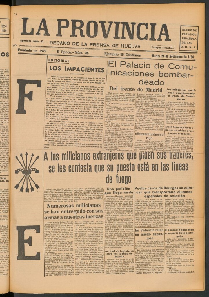Miniatura de La Provincia : diario de la noche del 24 de noviembre de 1936