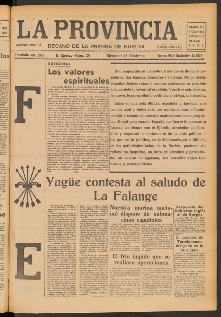Miniatura de La Provincia : diario de la noche del 26 de noviembre de 1936