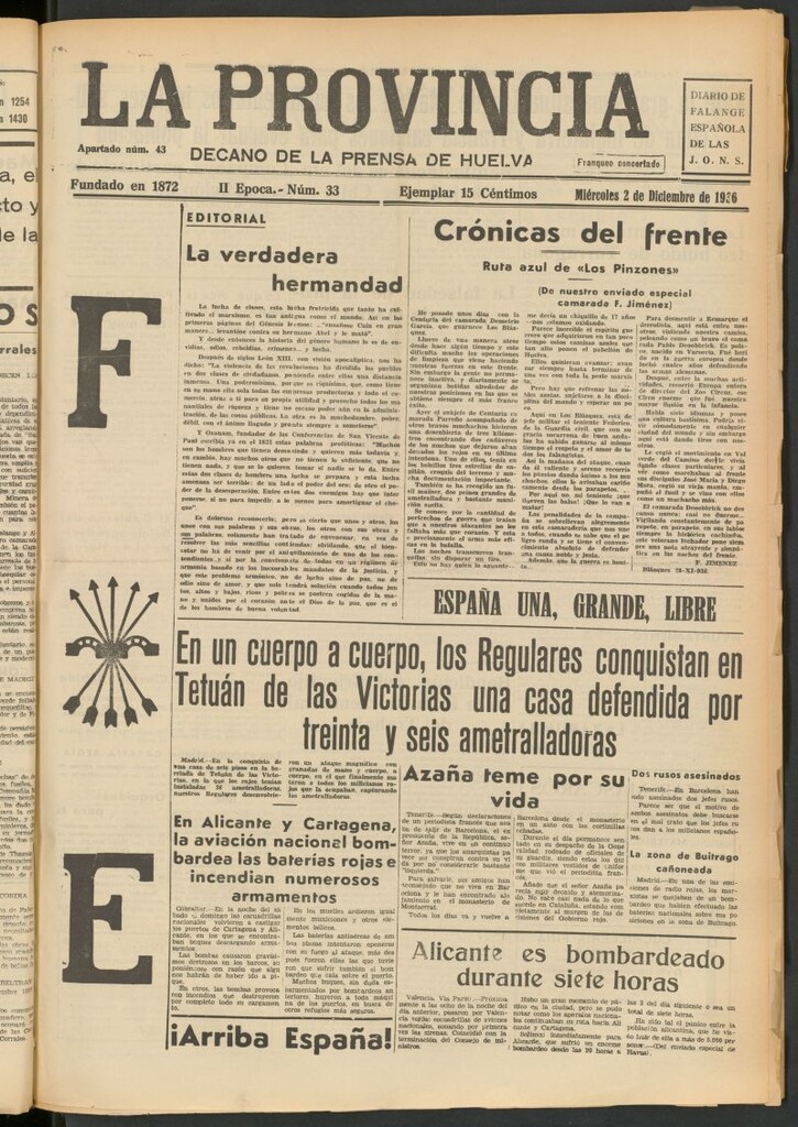Miniatura de La Provincia : diario de la noche del 2 de diciembre de 1936