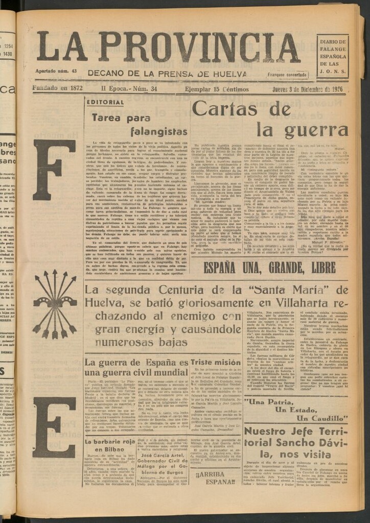 Miniatura de La Provincia : diario de la noche del 3 de diciembre de 1936