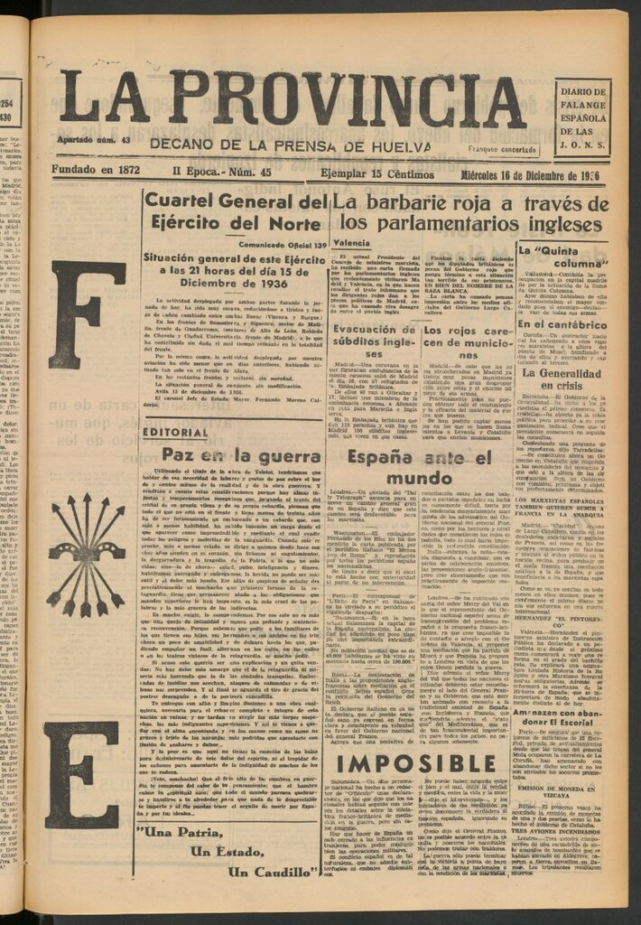 Miniatura de La Provincia : diario de la noche del 16 de diciembre de 1936