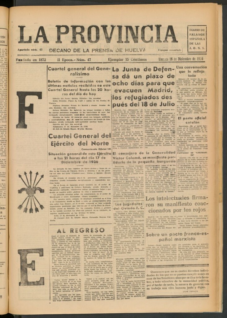 Miniatura de La Provincia : diario de la noche del 18 de diciembre de 1936