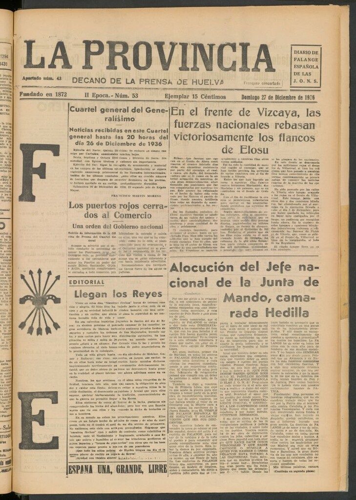 Miniatura de La Provincia : diario de la noche del 27 de diciembre de 1936