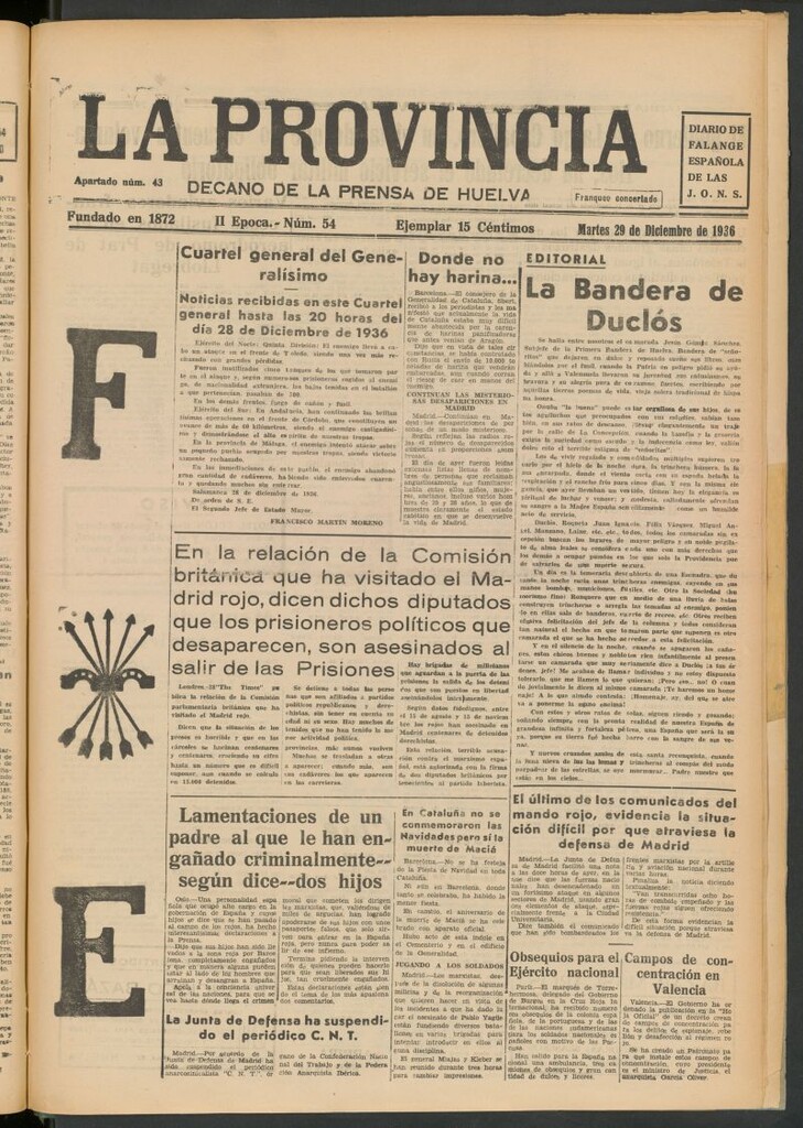 Miniatura de La Provincia : diario de la noche del 29 de diciembre de 1936