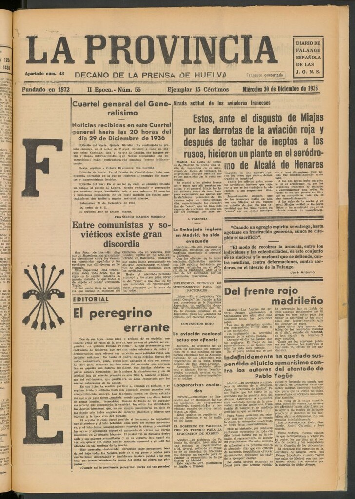 Miniatura de La Provincia : diario de la noche del 30 de diciembre de 1936