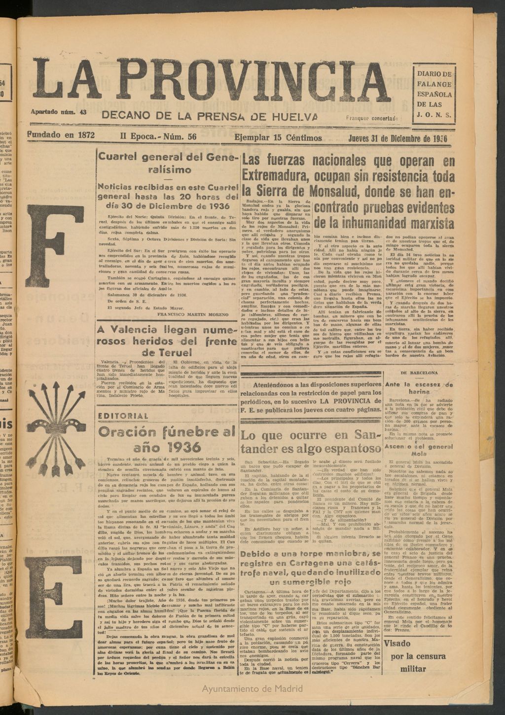 Miniatura de La Provincia : diario de la noche del 31 de diciembre de 1936