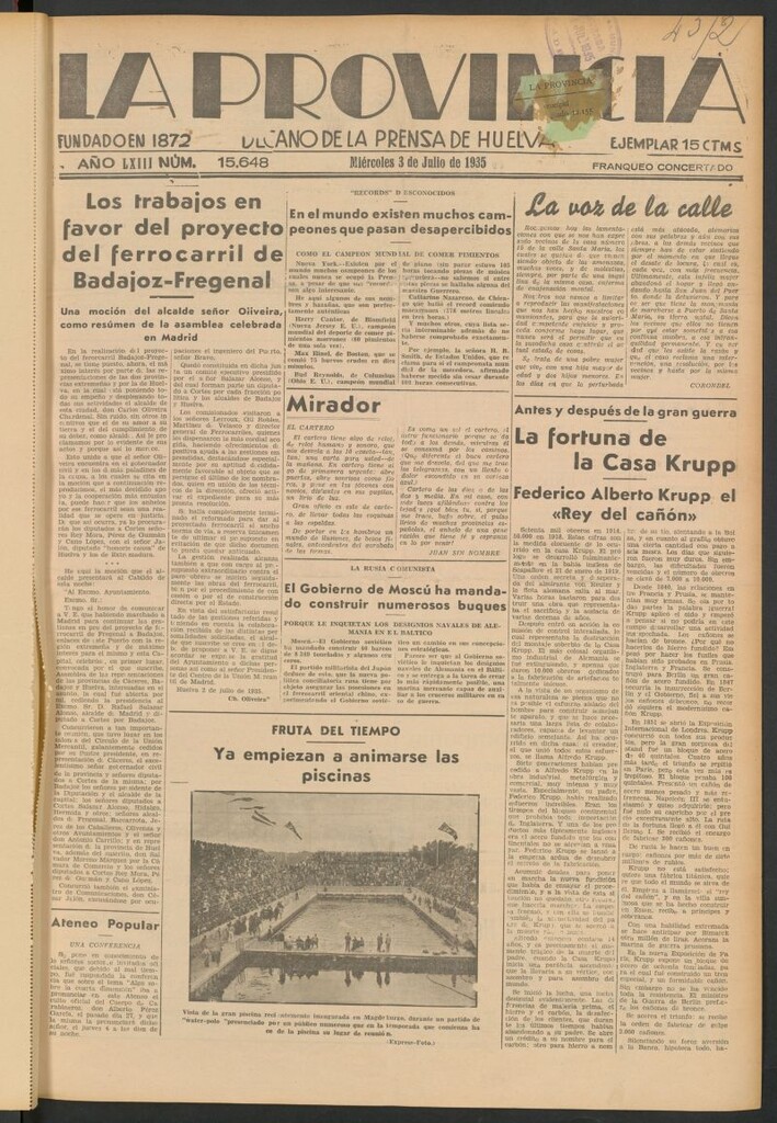 Miniatura de La Provincia : diario de la noche del 3 de julio de 1935