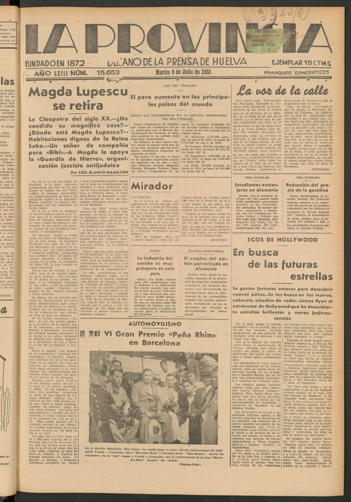Miniatura de La Provincia : diario de la noche del 9 de julio de 1935