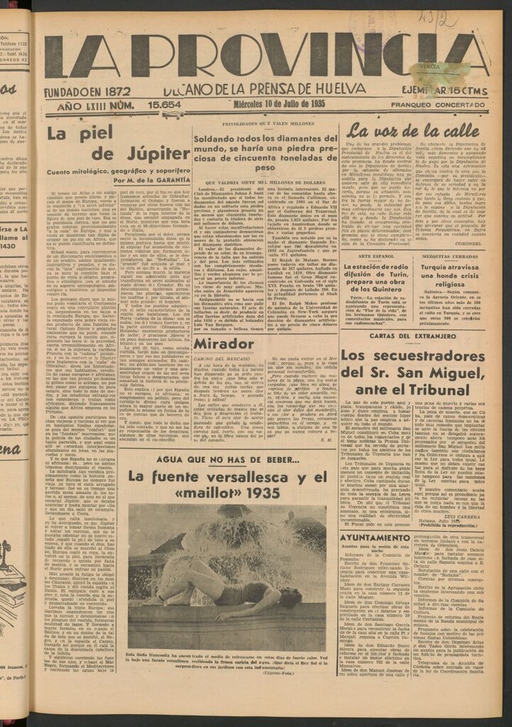 Miniatura de La Provincia : diario de la noche del 10 de julio de 1935