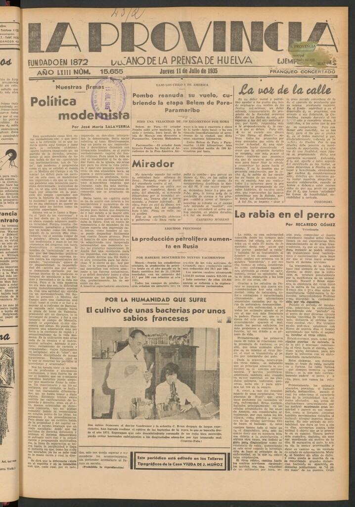 Miniatura de La Provincia : diario de la noche del 11 de julio de 1935