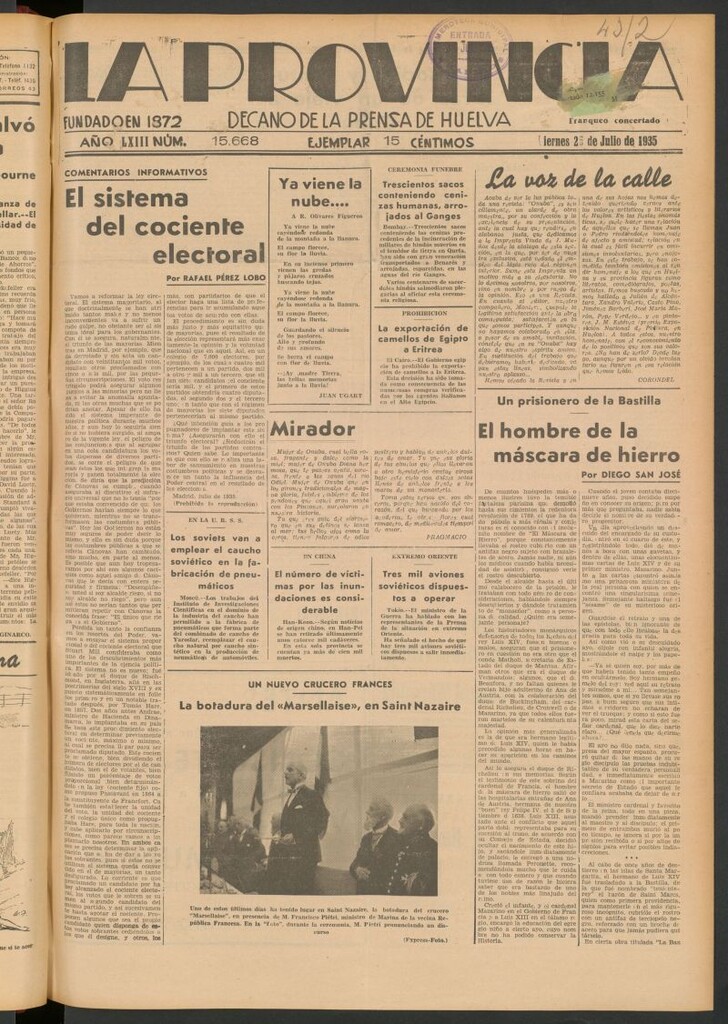 Miniatura de La Provincia : diario de la noche del 26 de julio de 1935