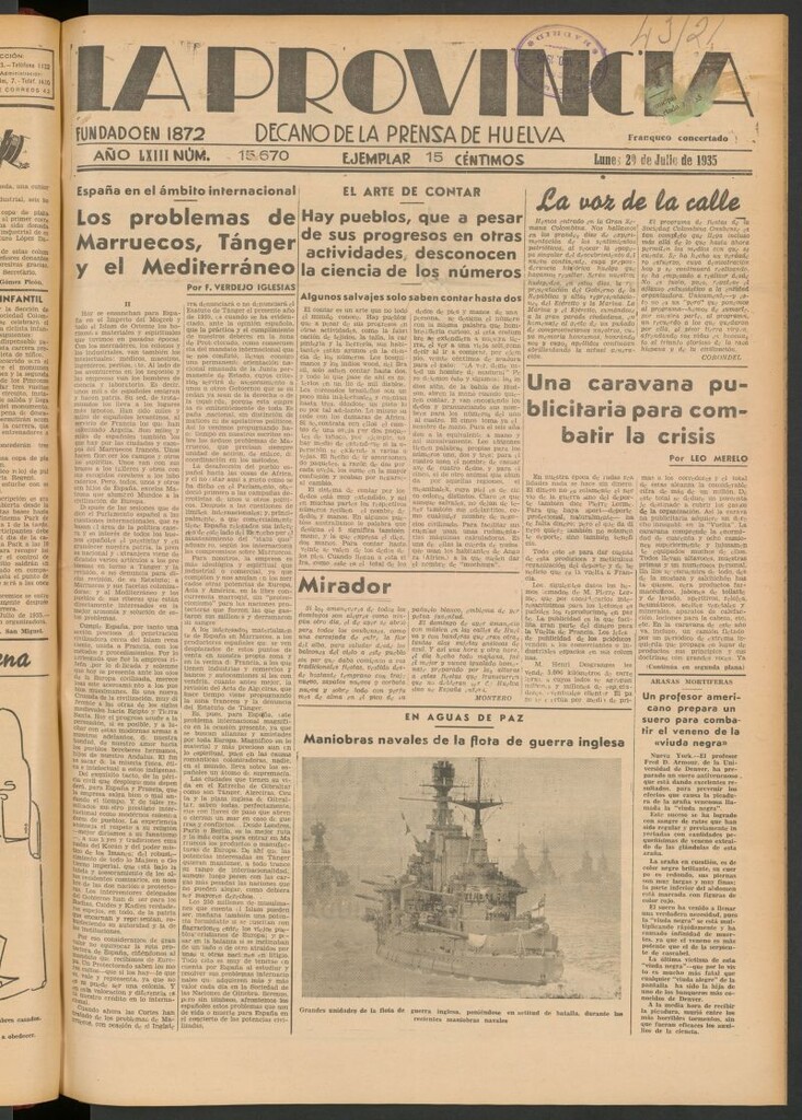 Miniatura de La Provincia : diario de la noche del 29 de julio de 1935