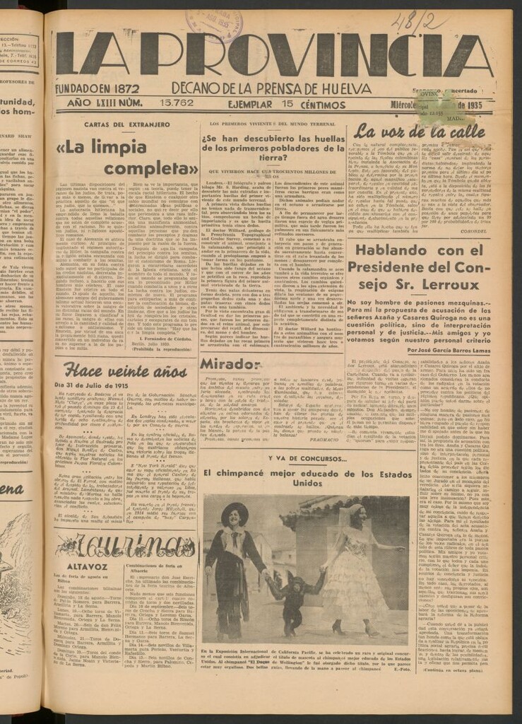 Miniatura de La Provincia : diario de la noche del 31 de julio de 1935