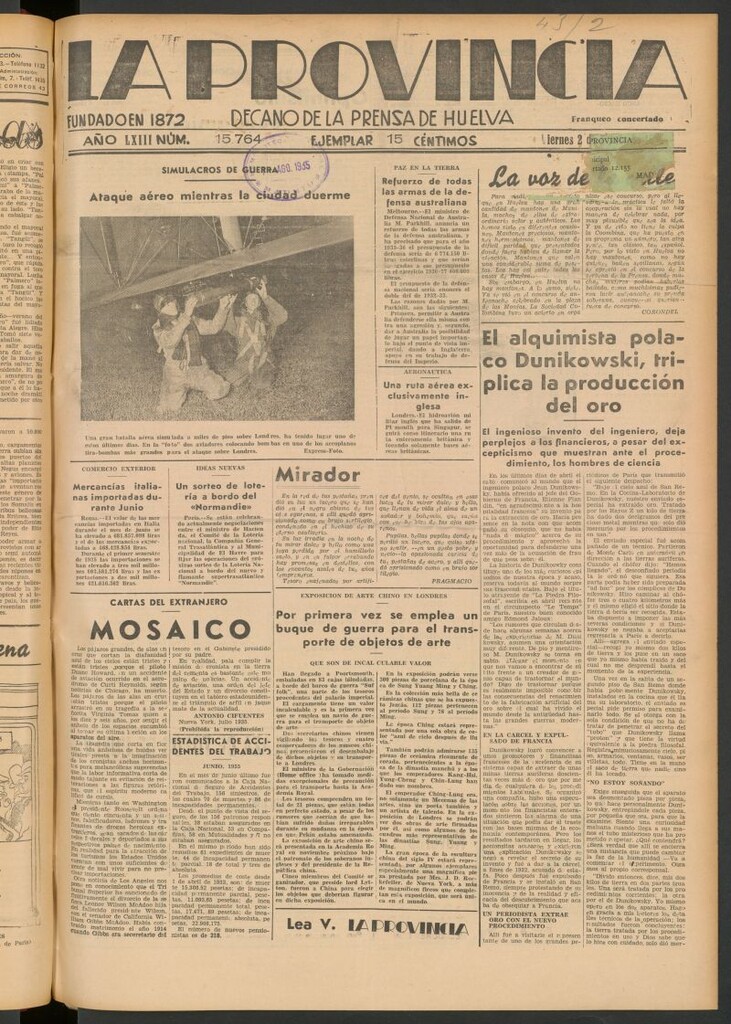 Miniatura de La Provincia : diario de la noche del 2 de agosto de 1935